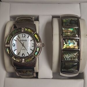 VINTAGE Watch & Bracelet with Abalone Inlay